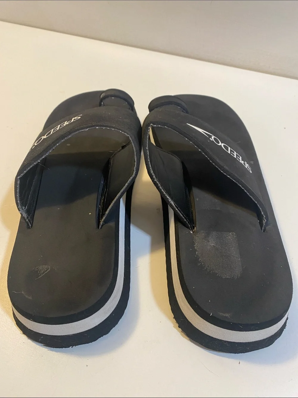 Speedo  Black Slide Sandals with White Trim Fits 8-8.5